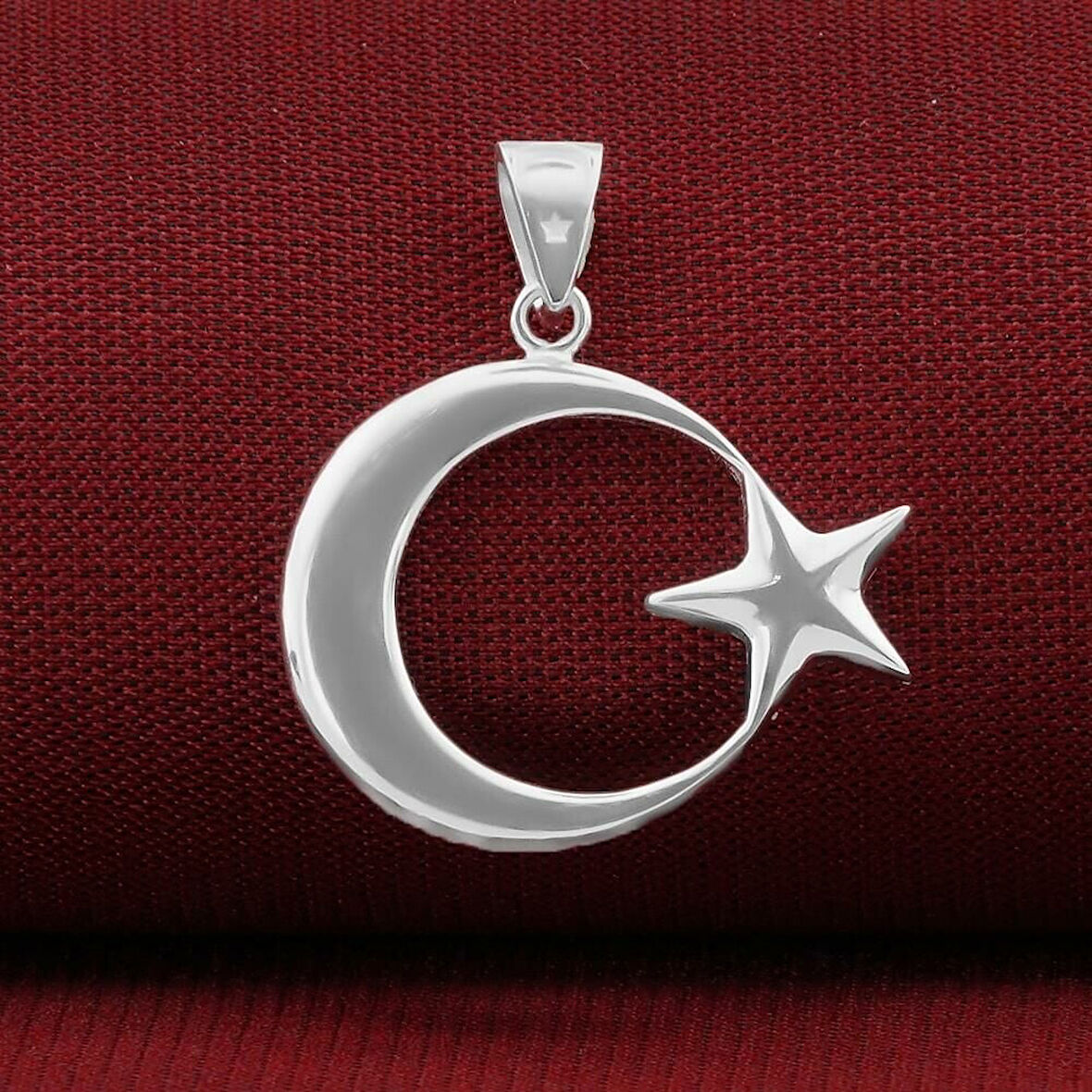 Ay Yıldız 925 Ayar Gümüş Erkek Kolye Ucu