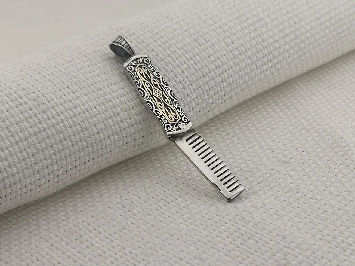 Tasarım Berber Tarağı  925 Ayar Gümüş Erkek Kolye Ucu