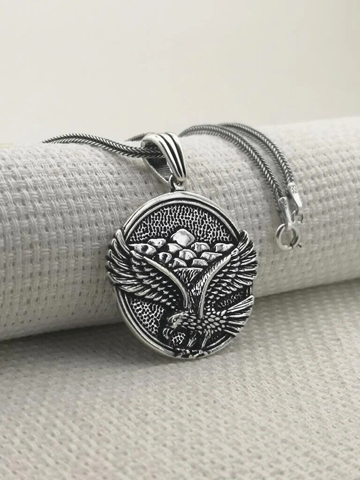 Büyük Kartal Tasarımlı  925 Ayar Gümüş Erkek Kolye