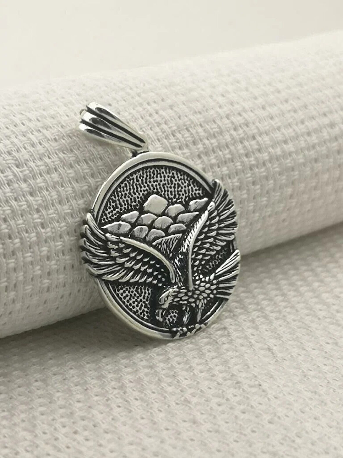 Büyük Kartal Tasarımlı  925 Ayar Gümüş Erkek Kolye Ucu