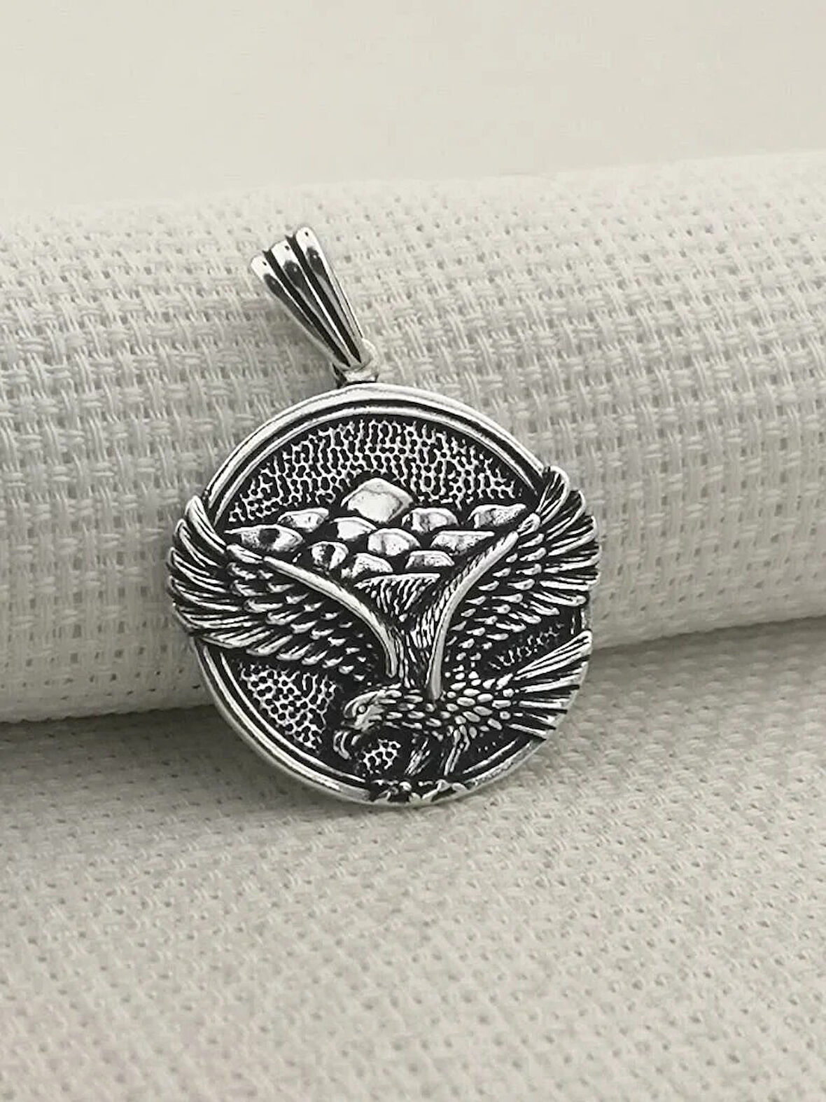 Büyük Kartal Tasarımlı  925 Ayar Gümüş Erkek Kolye Ucu