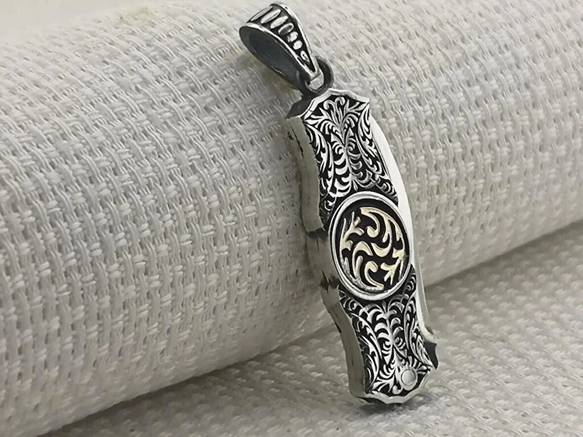 Cakı Özel Tasarımlı Özel İşlemeli  925 Ayar Gümüş Erkek Kolye Ucu