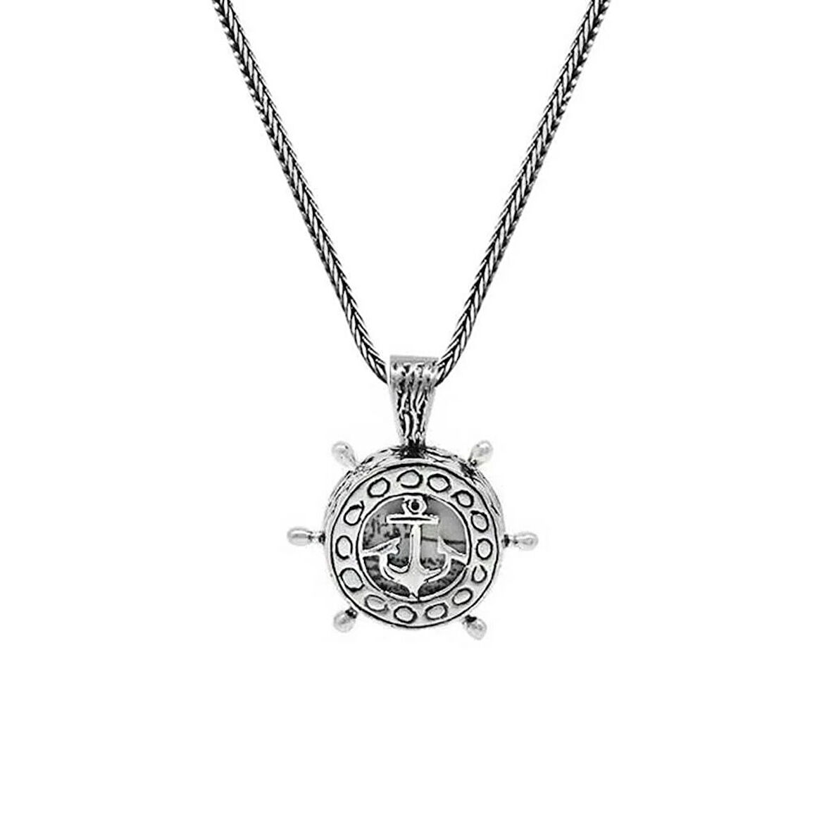 Cevşeni Kebir Dualı Yazılı Çapa Dümen Tasarımlı 925 Ayar Gümüş Erkek Kolye