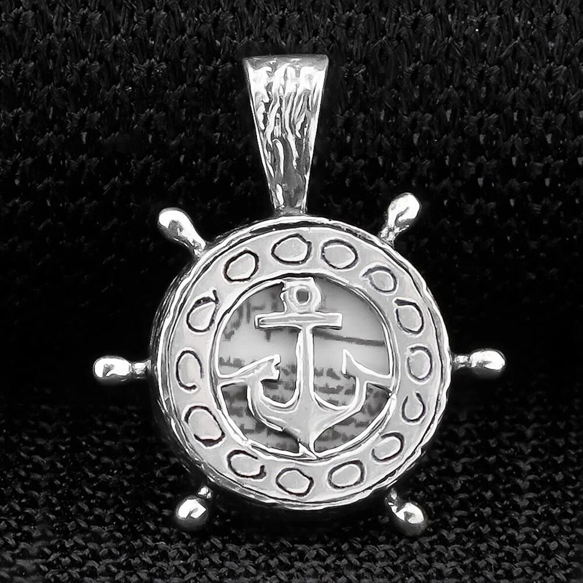 Cevşeni Kebir Dualı Yazılı Çapa Dümen Tasarımlı 925 Ayar Gümüş Erkek Kolye Ucu