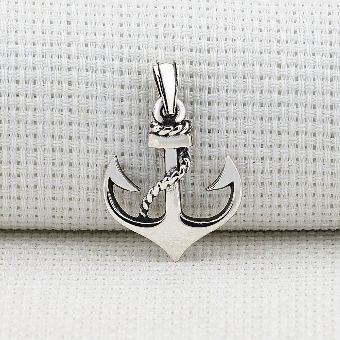 Çapa  Tasarımlı 925 Ayar Gümüş Erkek Kolye Ucu