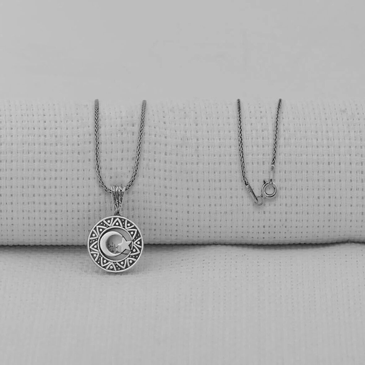 Ay Yıldız 925 Ayar Gümüş Erkek Kolye