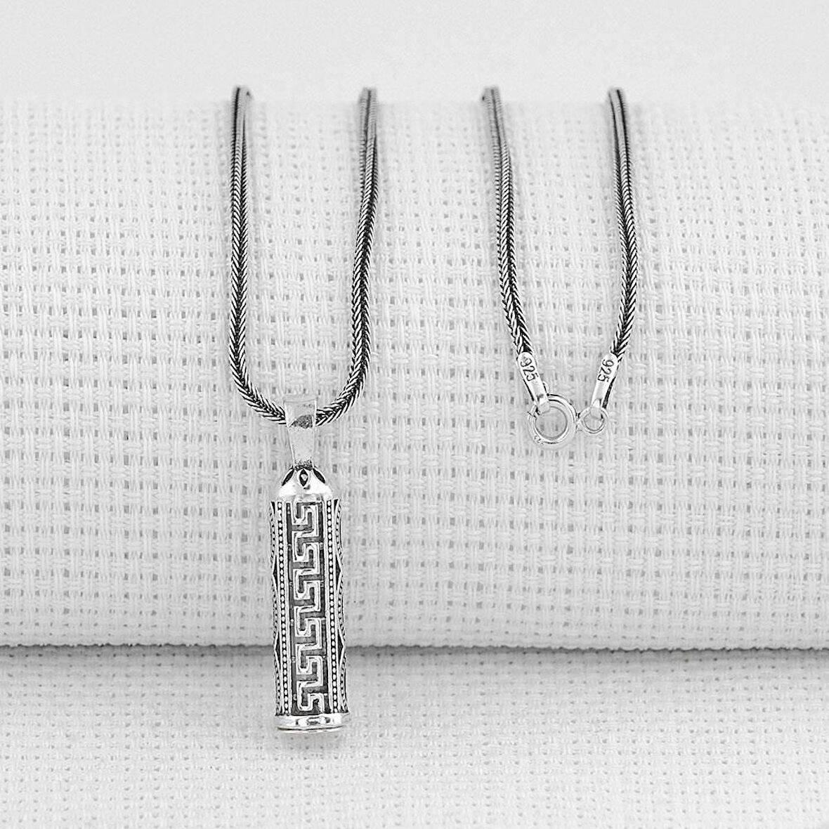 Kalın Zincirli Kebir Dualı Cevşen 925 Ayar Gümüş Erkek Kolye