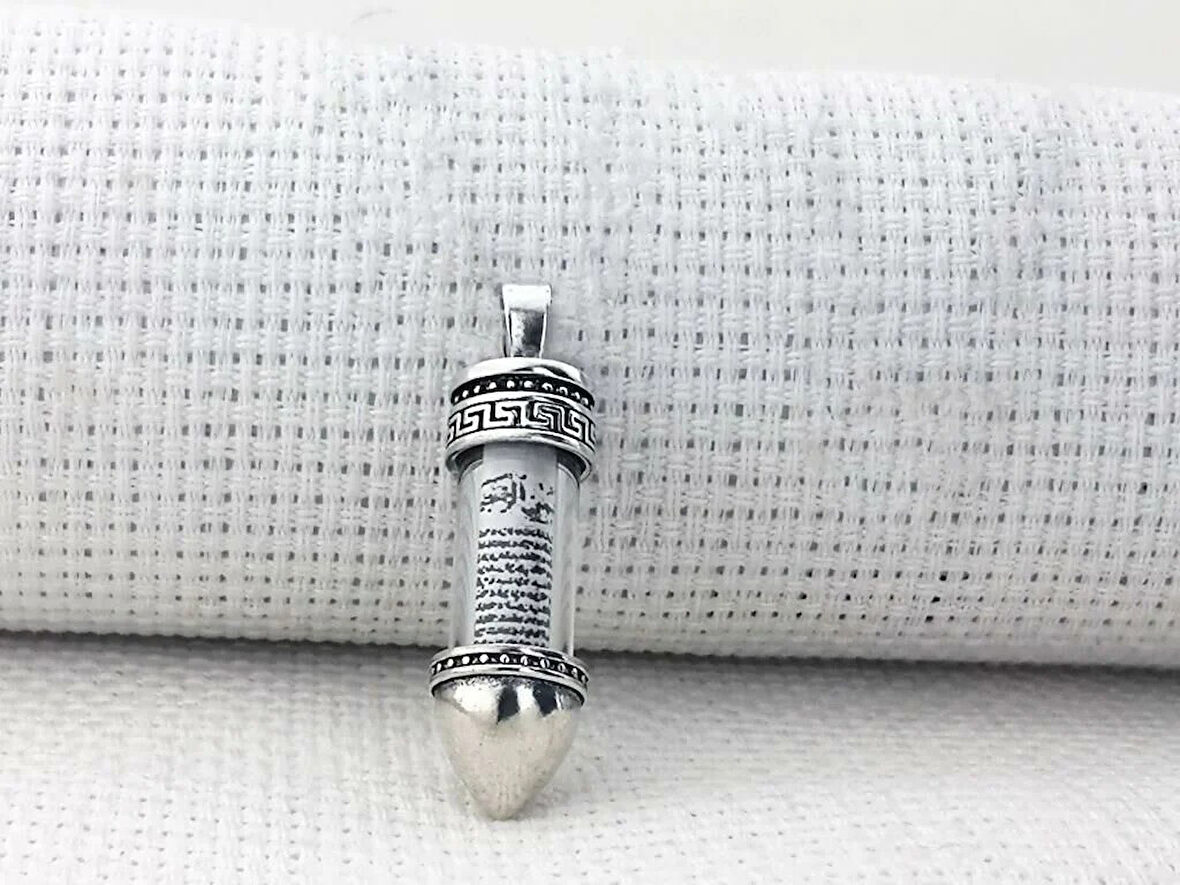 Kurşun Tasarımlı  Kebir Dualı Cevşen 925 Ayar Gümüş Erkek Kolye Ucu