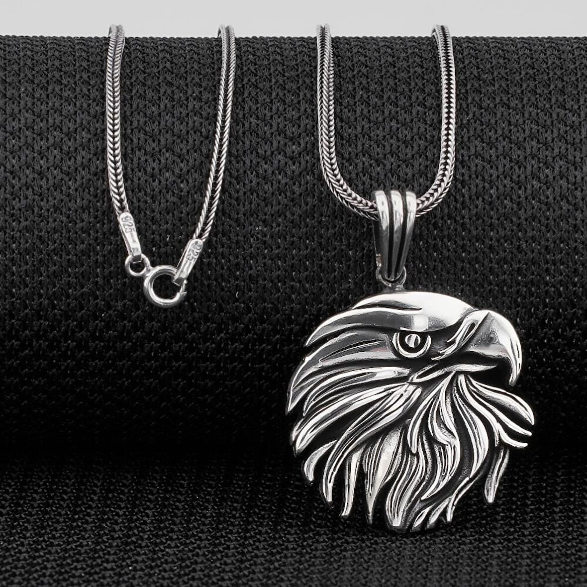 Kartal Tasarımlı 925 Ayar Gümüş Erkek Kolye