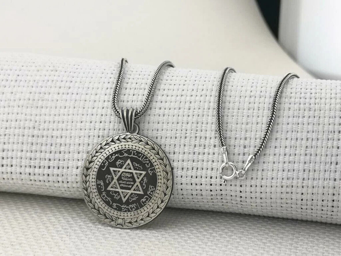 Hz Süleyman Mührü 925 Ayar Gümüş Erkek Kolye