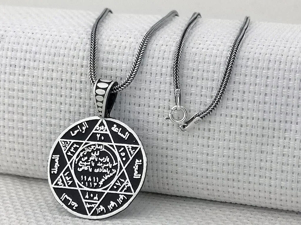 Hz Süleyman Mührü 925 Ayar Gümüş Erkek Kolye