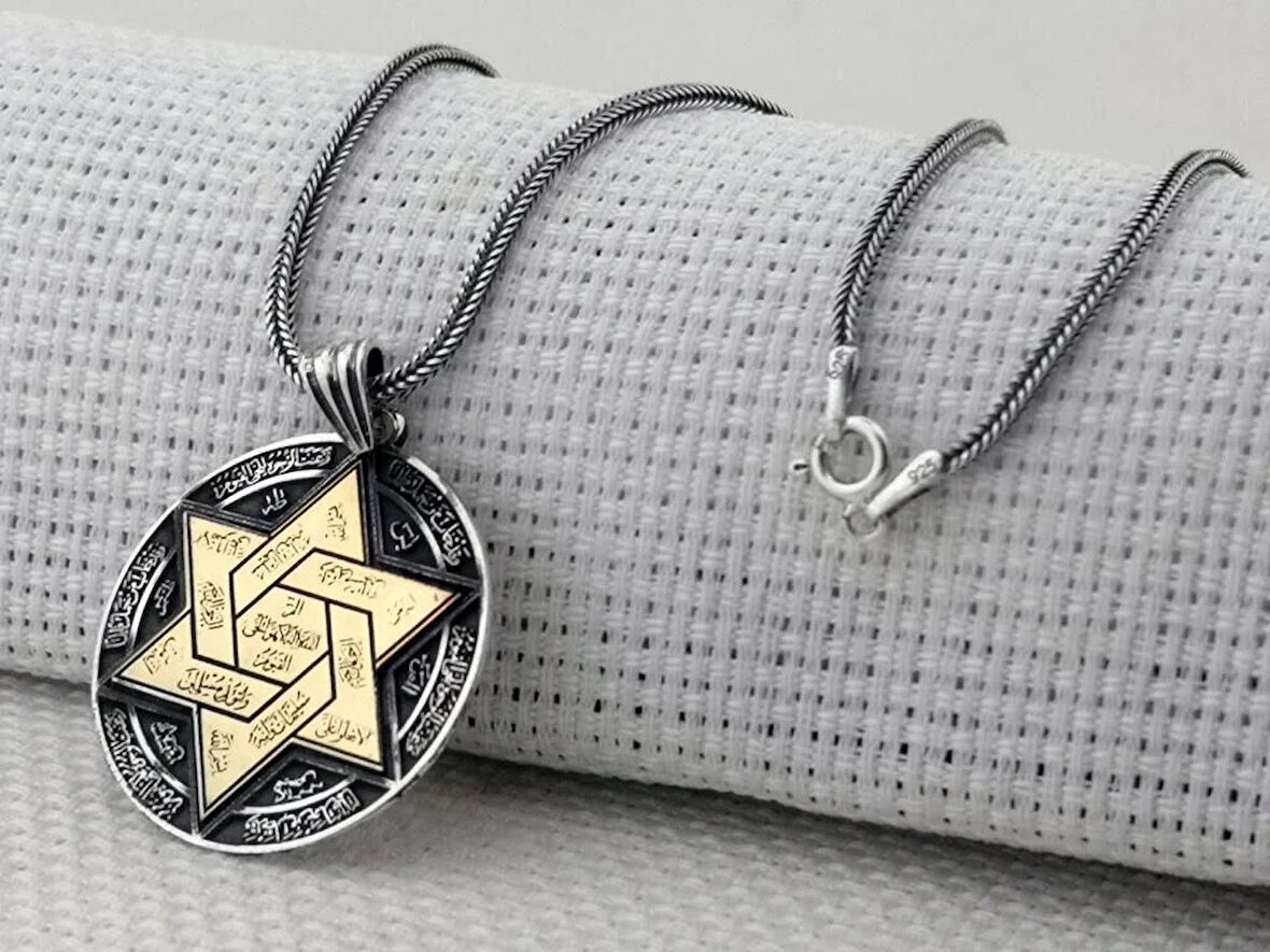 Hz Süleyman Mührü 925 Ayar Gümüş Erkek Kolye