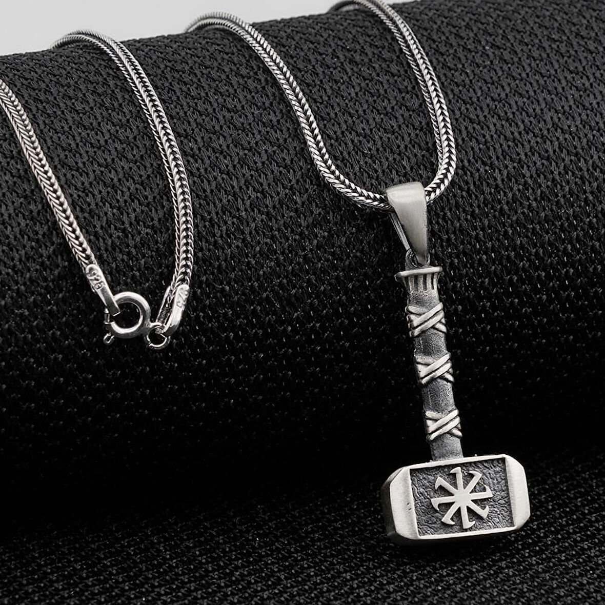 Kalın Balyoz  Çekiç 925 Ayar GümüşErkek Kolyesi