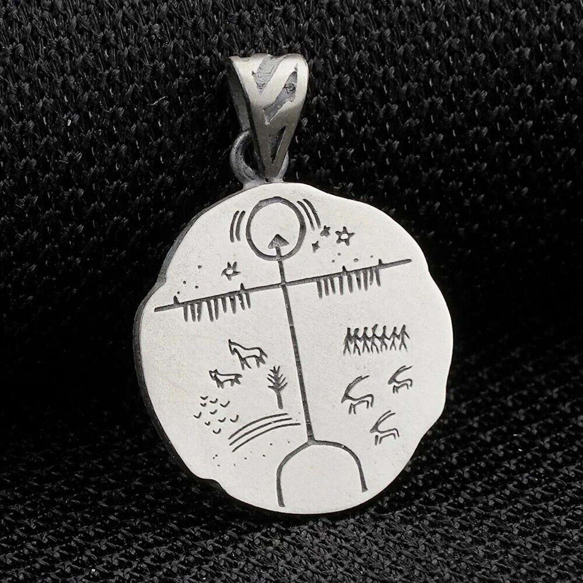 Kam Davulu Tasarımı 925 Ayar Gümüş Erkek Kolye Ucu