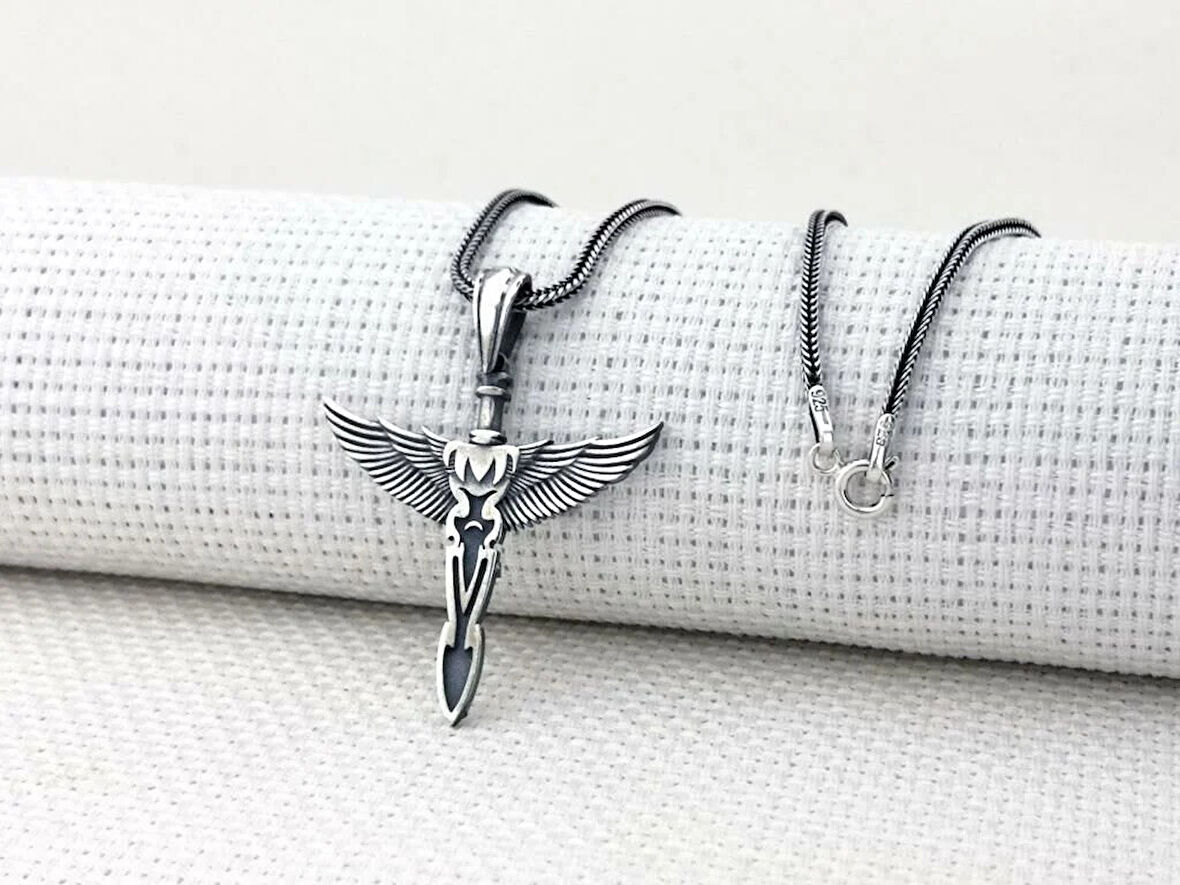 Kanat Tasarımlı 925 Ayar Gümüş Erkek Kolye