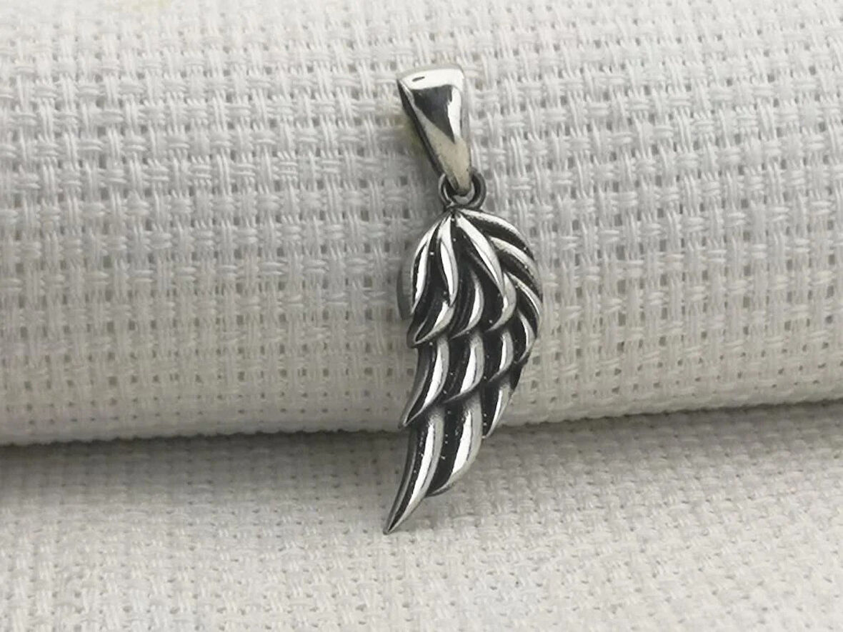 Kanat Tasarımlı 925 Ayar Gümüş Erkek Kolye Ucu