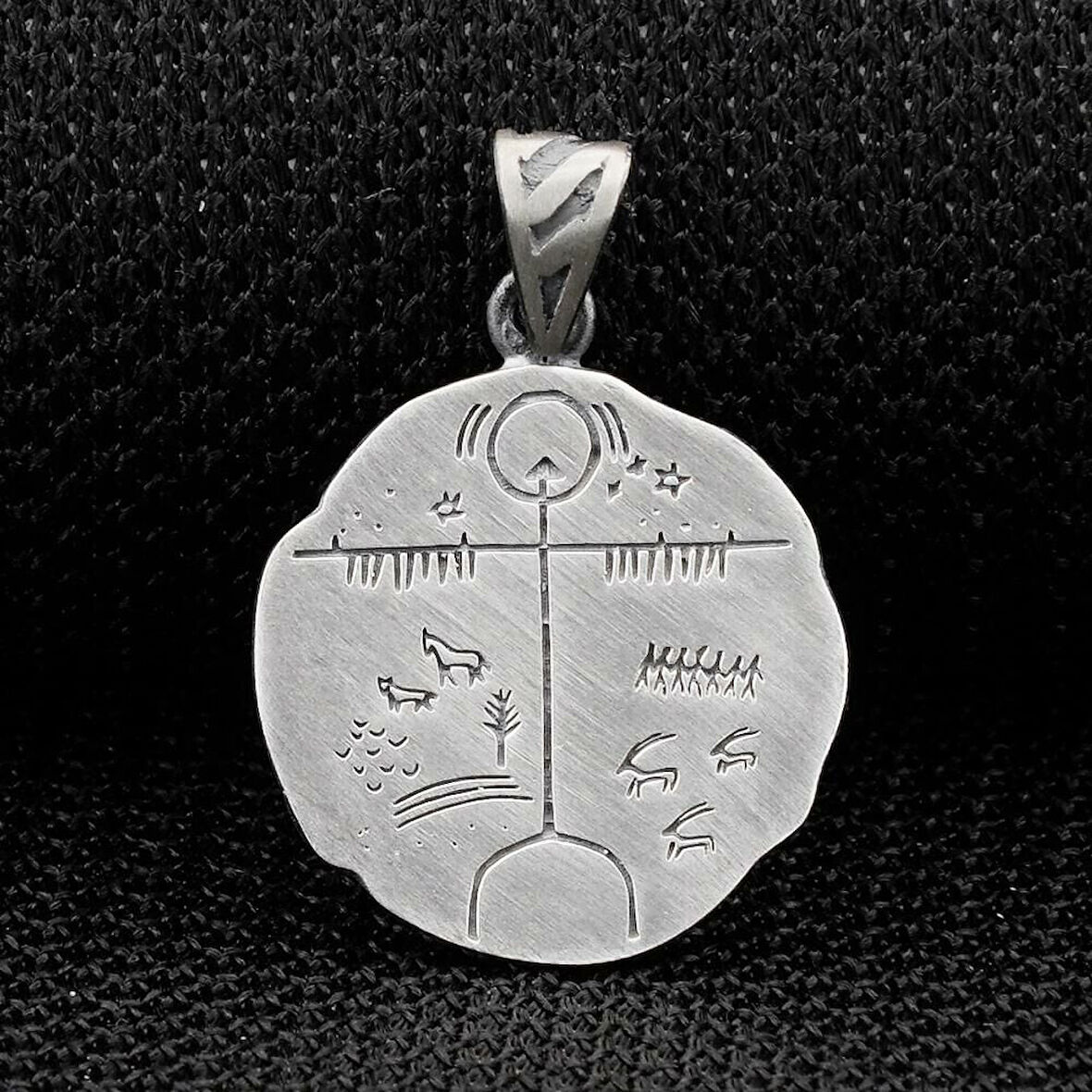 Kam Davulu Tasarımı 925 Ayar Gümüş Erkek Kolye Ucu