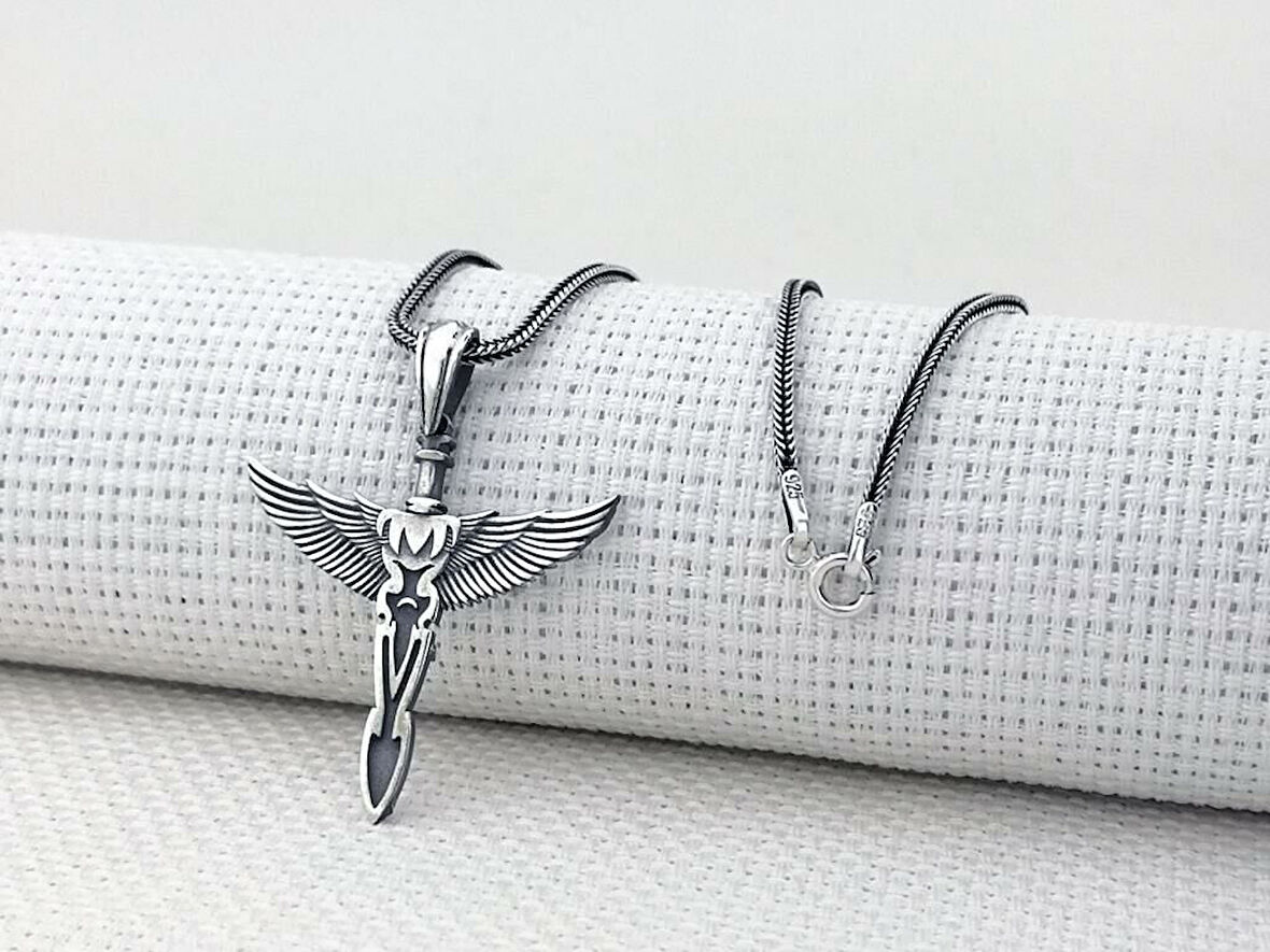 Kanat Tasarımlı 925 Ayar Gümüş Erkek Kolye