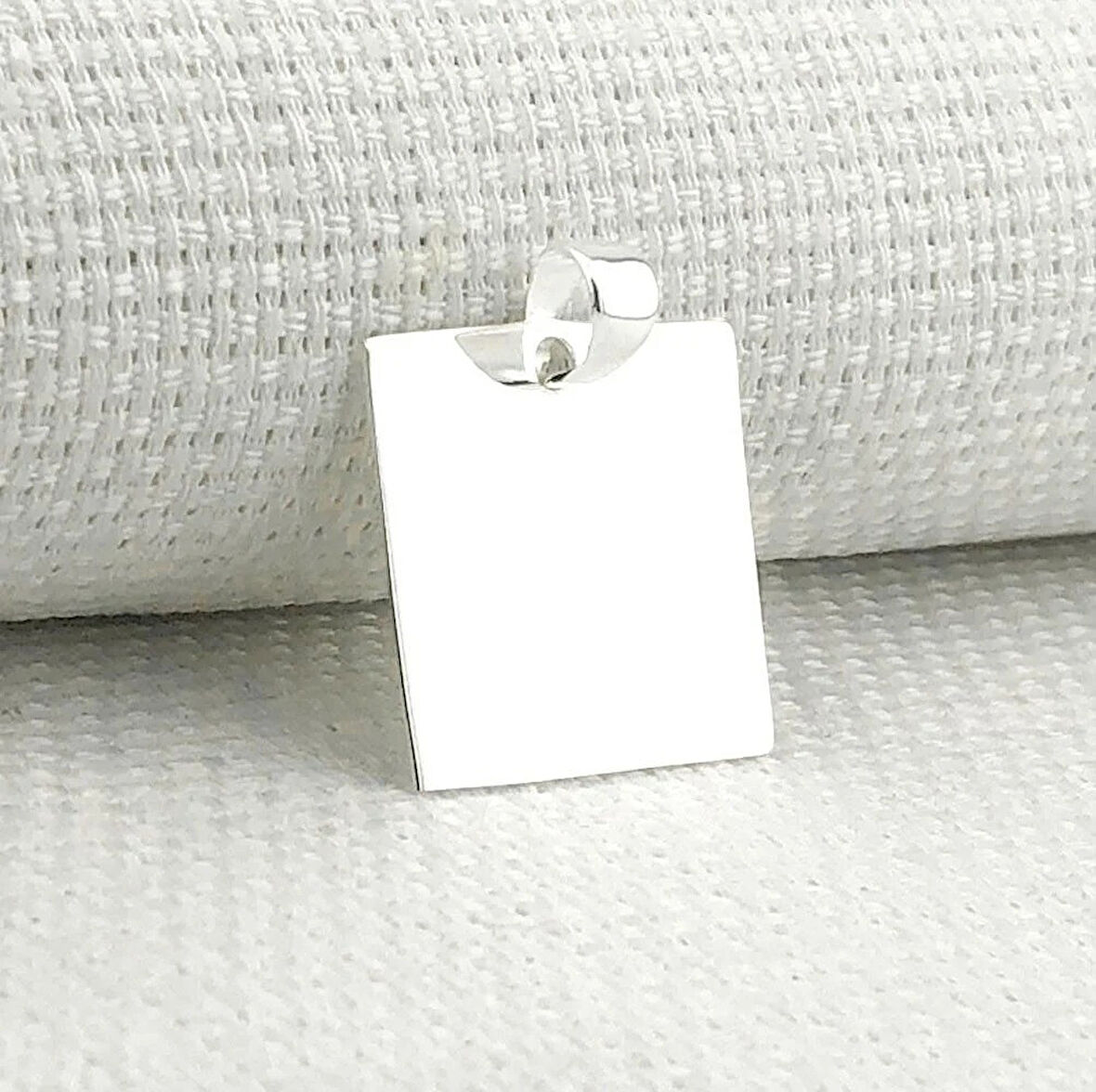 Kare Düz Parlak 925 Ayar Gümüş Erkek Kolye Ucu