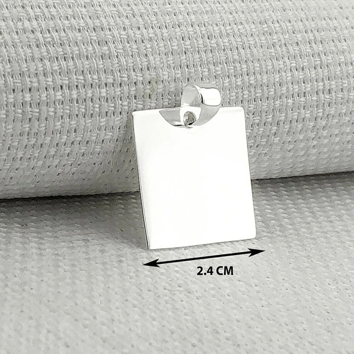 Kare Düz Parlak 925 Ayar Gümüş Erkek Kolye Ucu