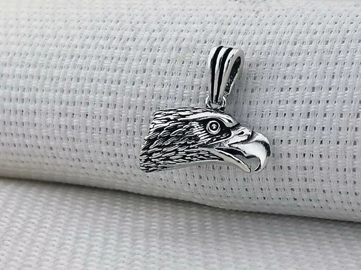 Kartal Kafası Tasarımlı 925 Ayar Gümüş Erkek Kolye Ucu
