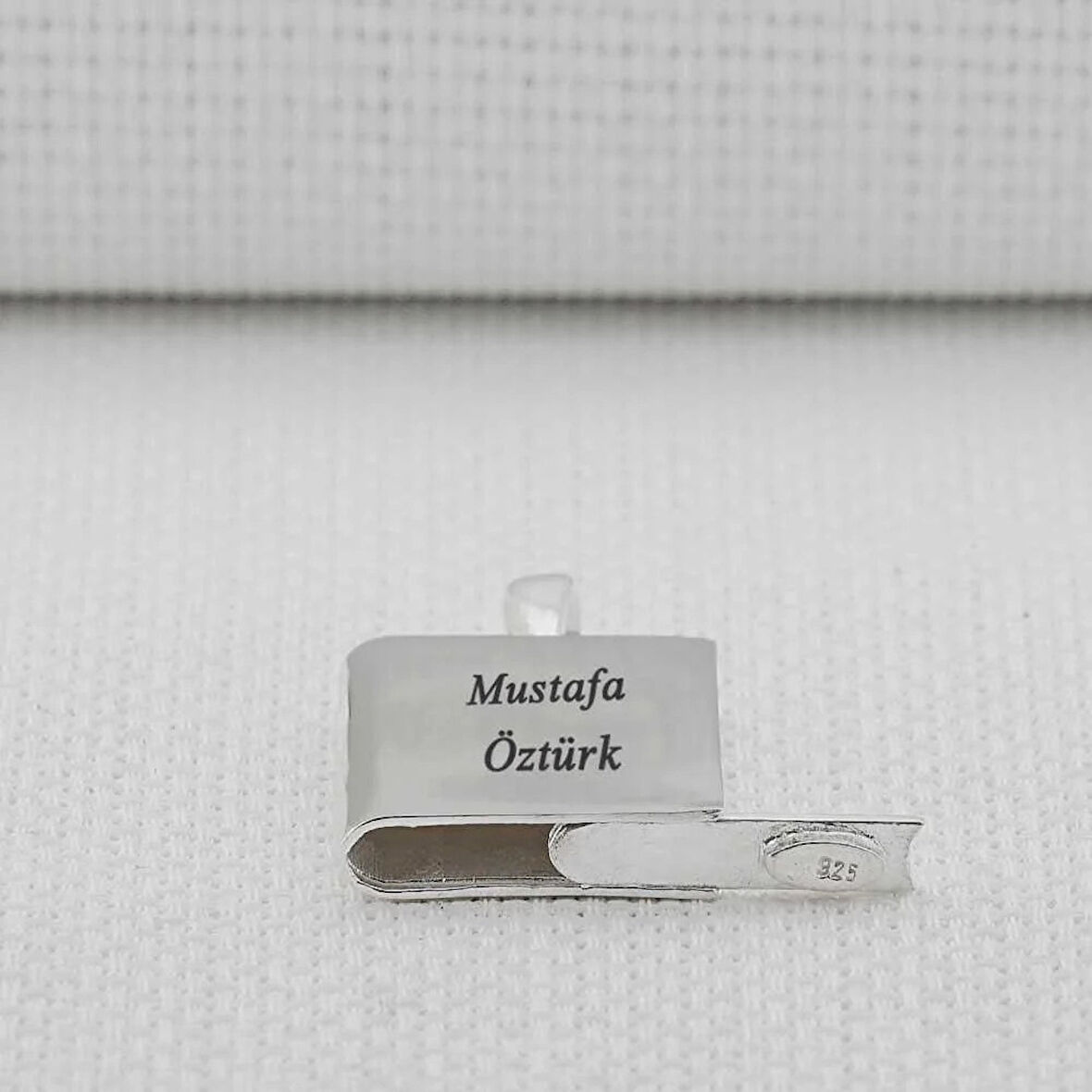 Kişiye Özel Dikdörtgen Tasarımlı Kabi Cevşen Muska 925 Ayar Gümüş Erkek Kolye Ucu