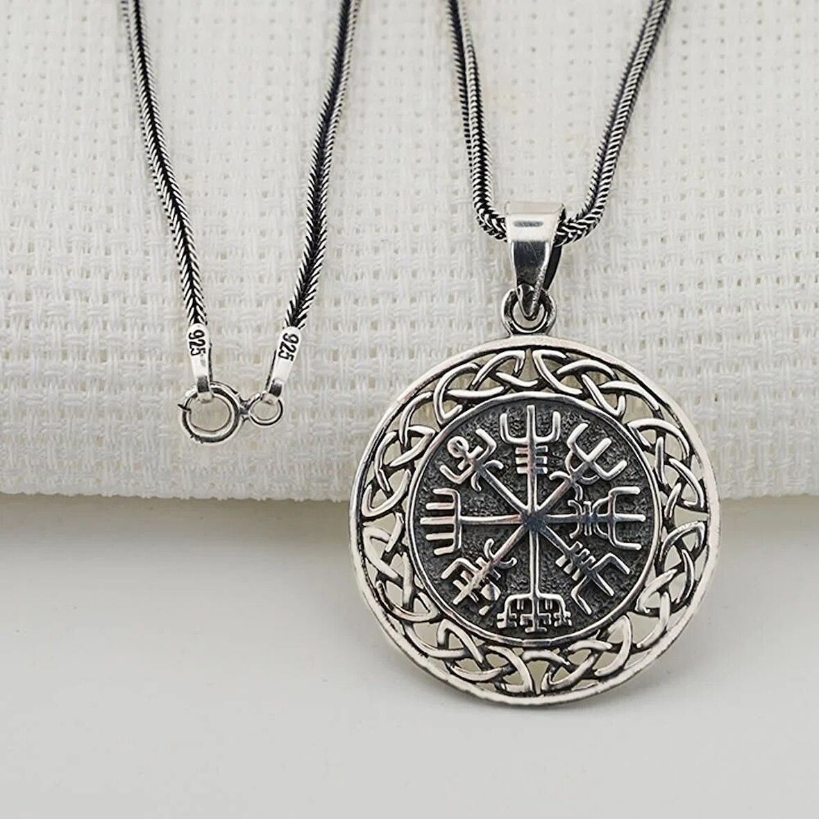 Viking Pusulası 925 Ayar Gümüş Erkek Kolye