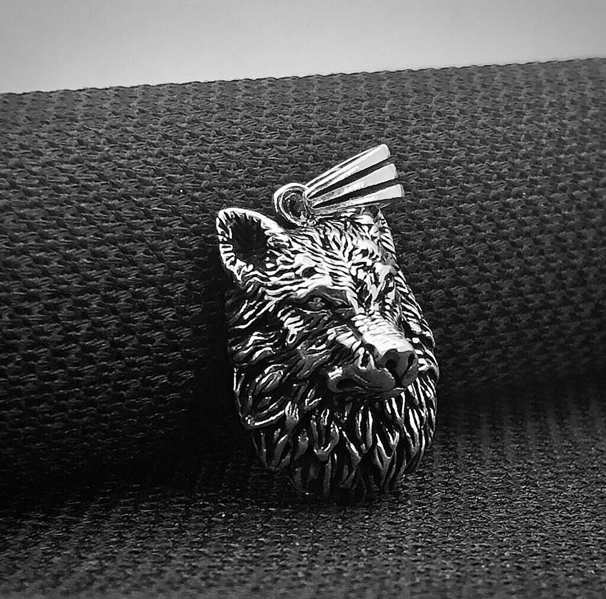 Kurt Kafası  925 Ayar Gümüş Erkek Kolye Ucu