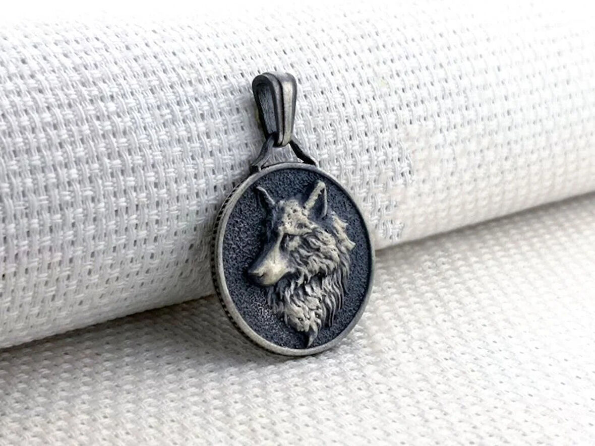 Kurt Kafası Üç Boyutlu 925 Ayar Gümüş Erkek Kolye Ucu