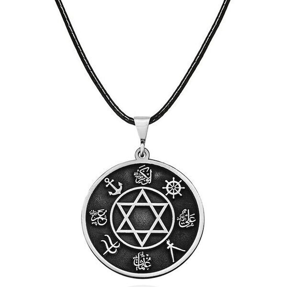 Dört Halife İsimli 925 Ayar Gümüş Erkek Kolye