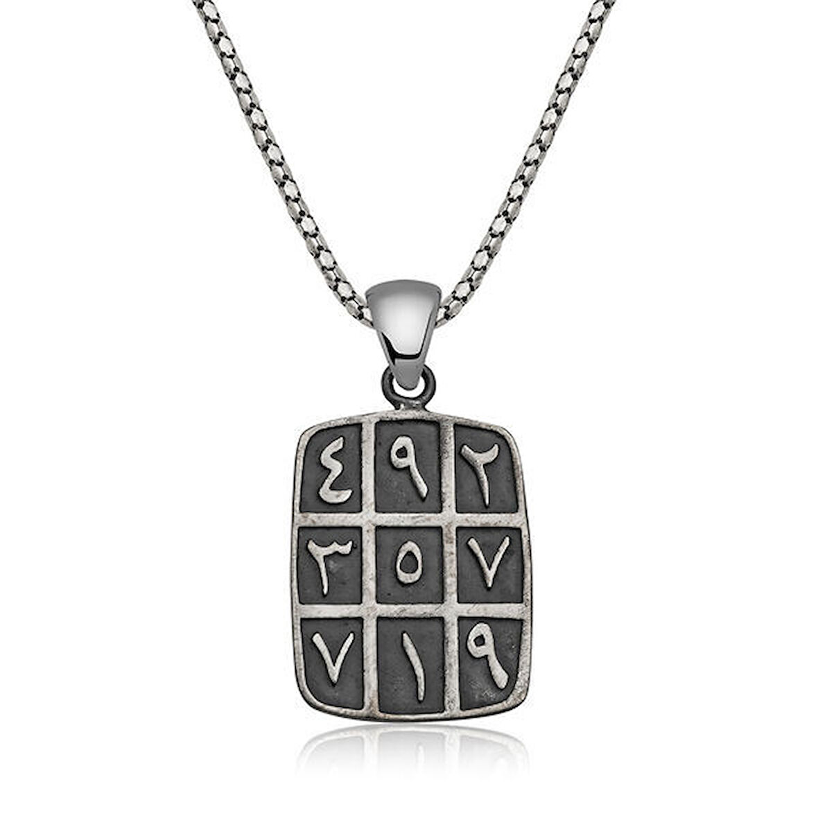 Osmanlı Temalı Ebced 925 Ayar Gümüş Erkek Kolye