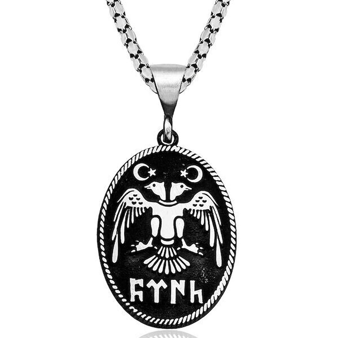 Çift Başlı Selçuklu Kartal 925 Ayar Gümüş Erkek Kolye