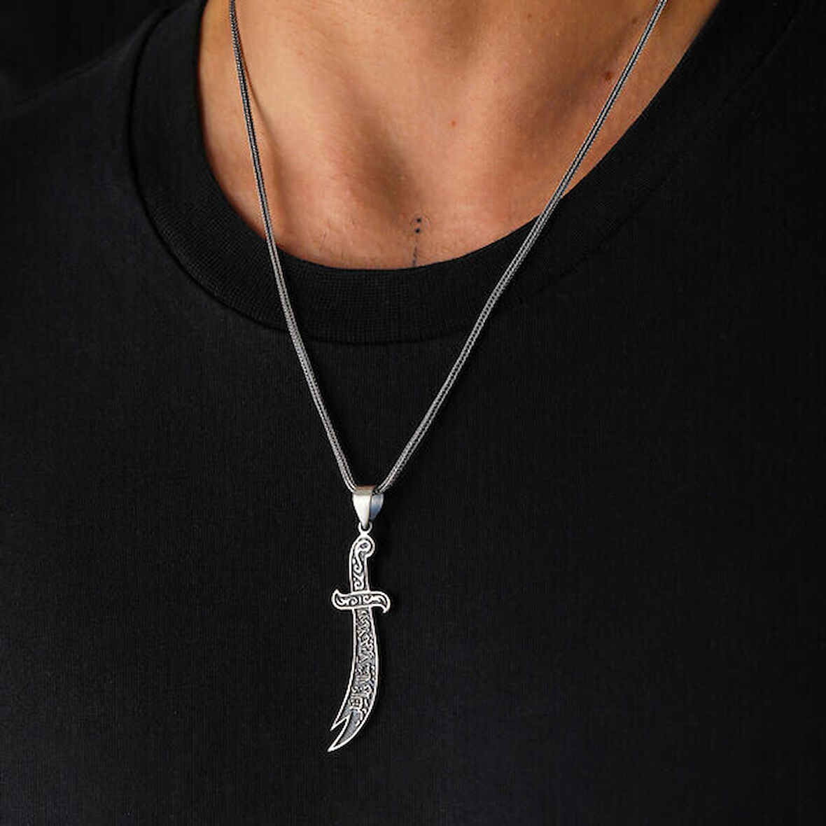 Zülfikar Hz Ali 925 Ayar Gümüş Erkek Kolye