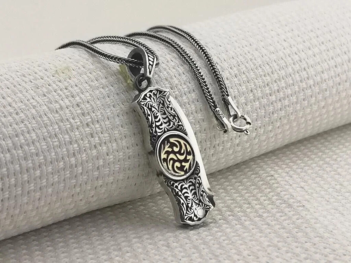 Cakı Özel Tasarımlı Özel İşlemeli  925 Ayar Gümüş Erkek Kolye