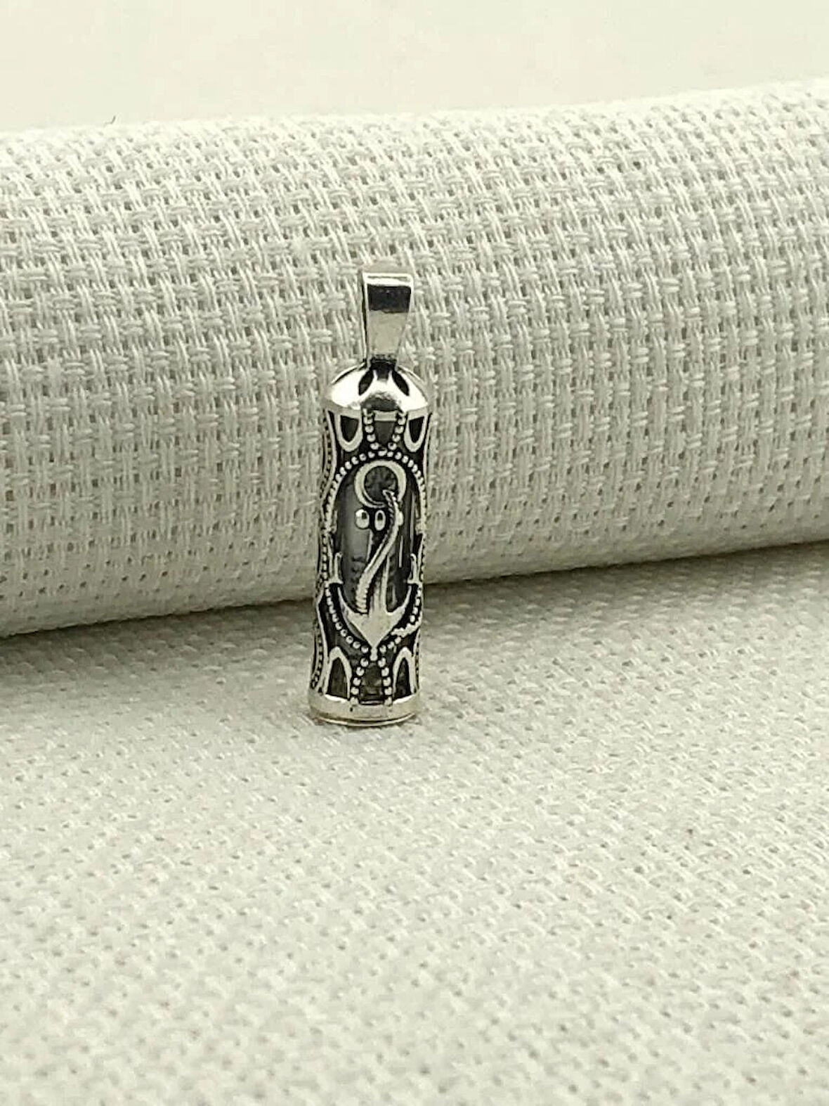 Çapa Tasarımlı Cevşeni Kebir Dualı Yazılı 925 Ayar Gümüş Erkek Kolye Ucu