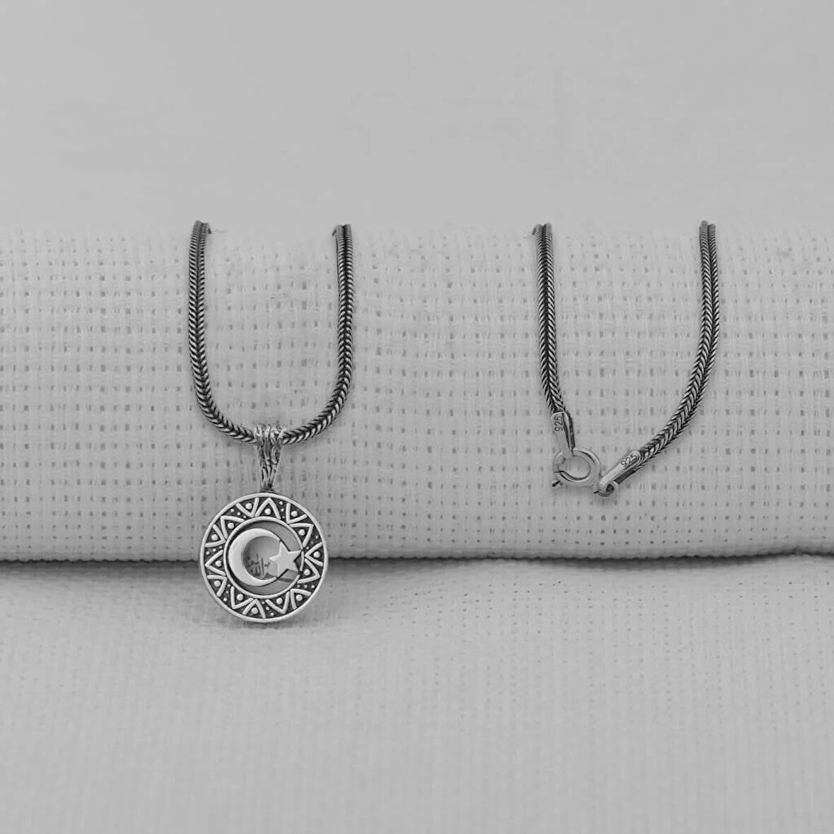 Ay Yıldız 925 Ayar Gümüş Erkek Kolye