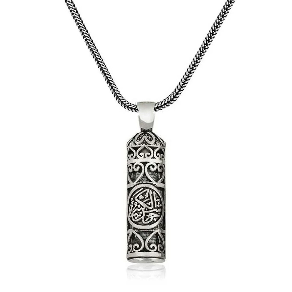 Kalın Zincirli Kebir Dualı Cevşen 925 Ayar Gümüş Erkek Kolye