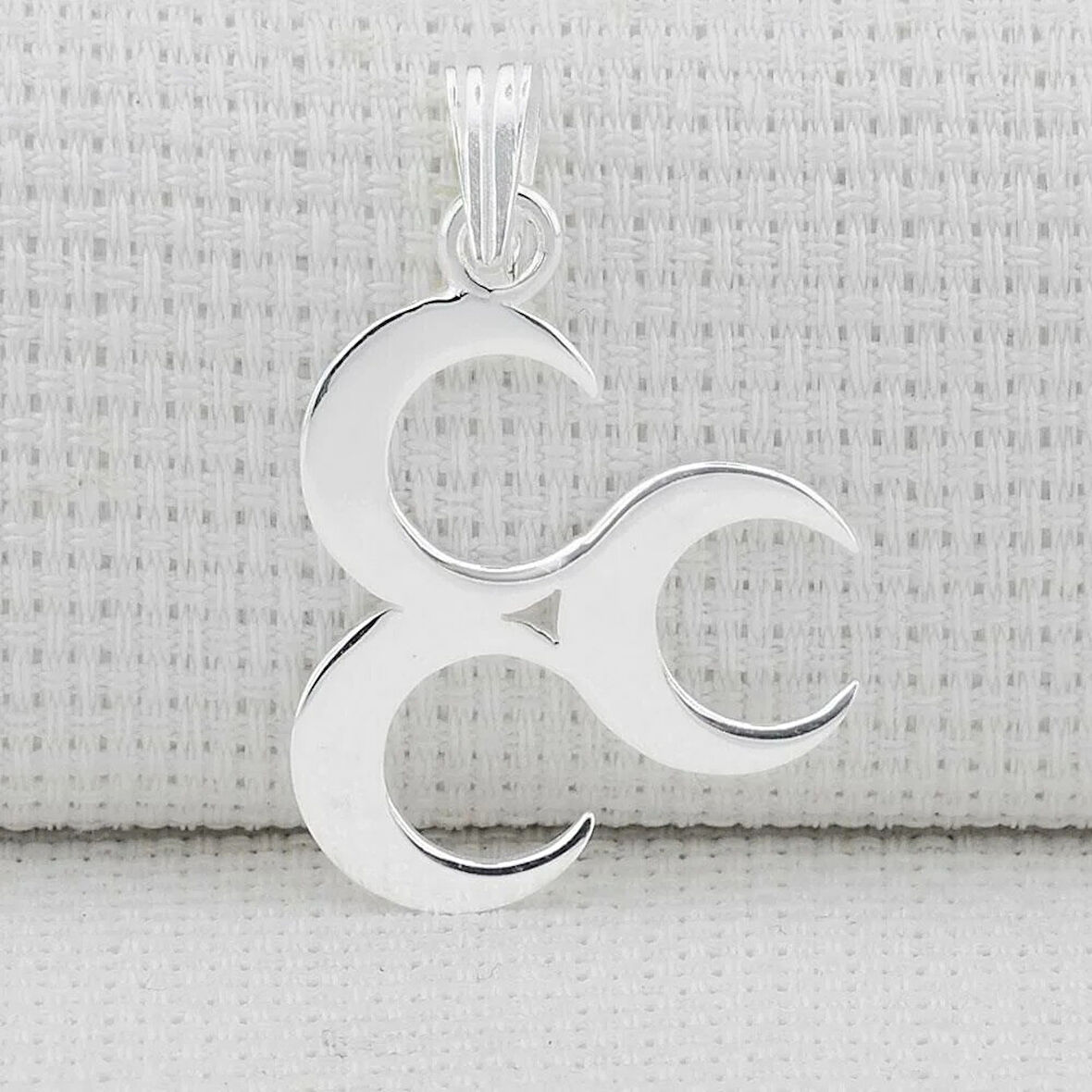 Üç Hilal 925 Ayar Gümüş Erkek Kolye Ucu