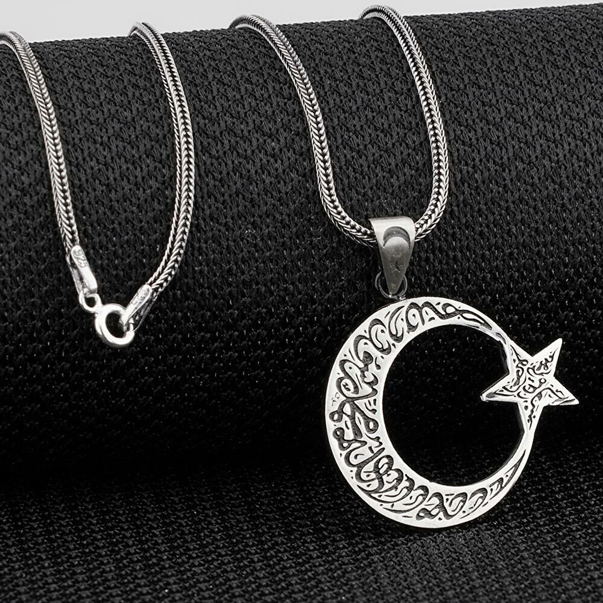 Ay Yıldız Dualı Cevşen 925 Ayar Gümüş Erkek Kolye
