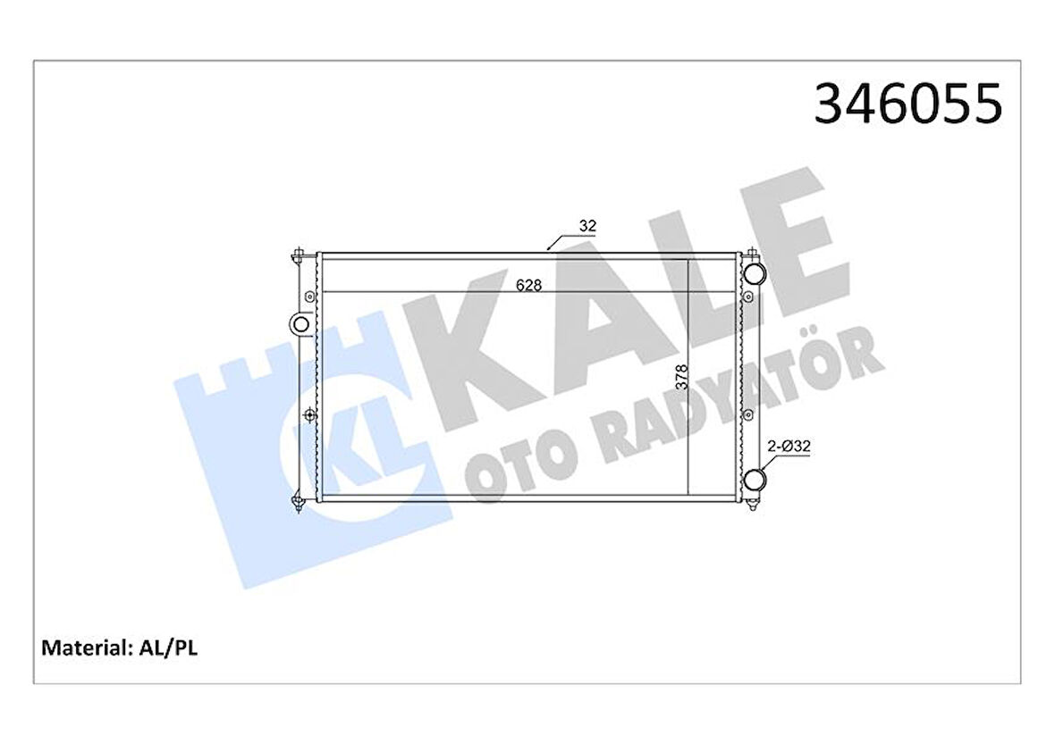 Vag Motor Su Radyatoru Caddy 1,4i (aex) 1,6i (1f) 1,9d (1y) 96> Klimalı (brazıng Radyator) - Kale 346055