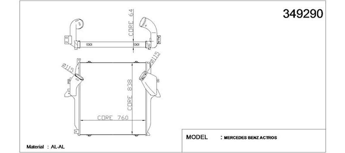 Mercedes Truck İntercooler Radyatoru Mercedes Benz Actros Mp2 3 1841 1844 1848 1850 - Kale 349290