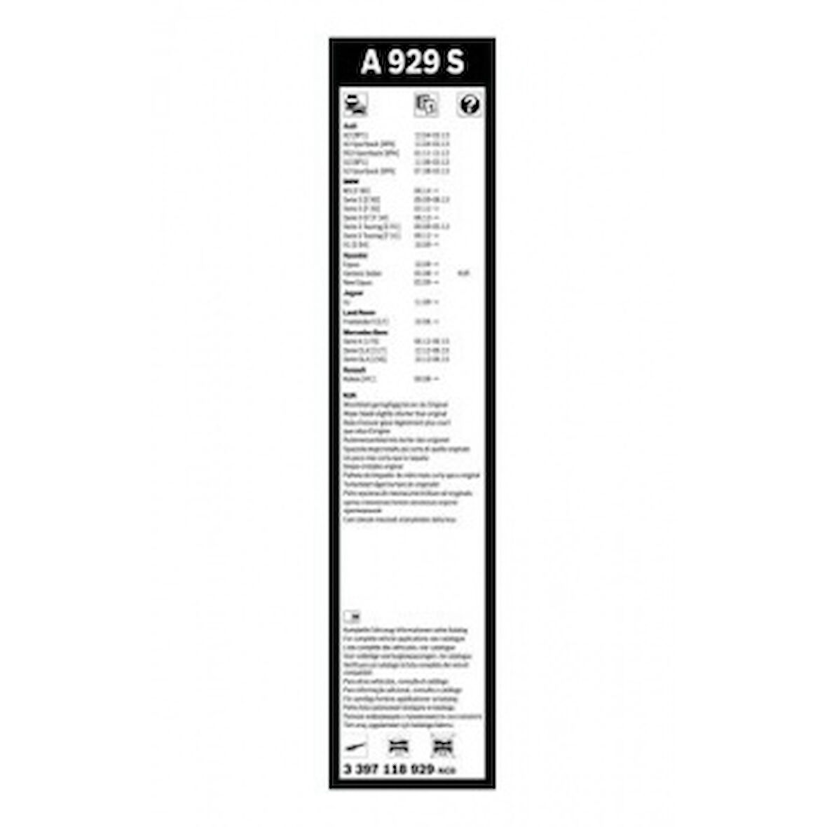 Vag Silecek Supurgesi Aerotwın 600 / 475 MM A929s Freelander 06> Audı A3 03> Koleos 4x4 - Bosch 3397118929