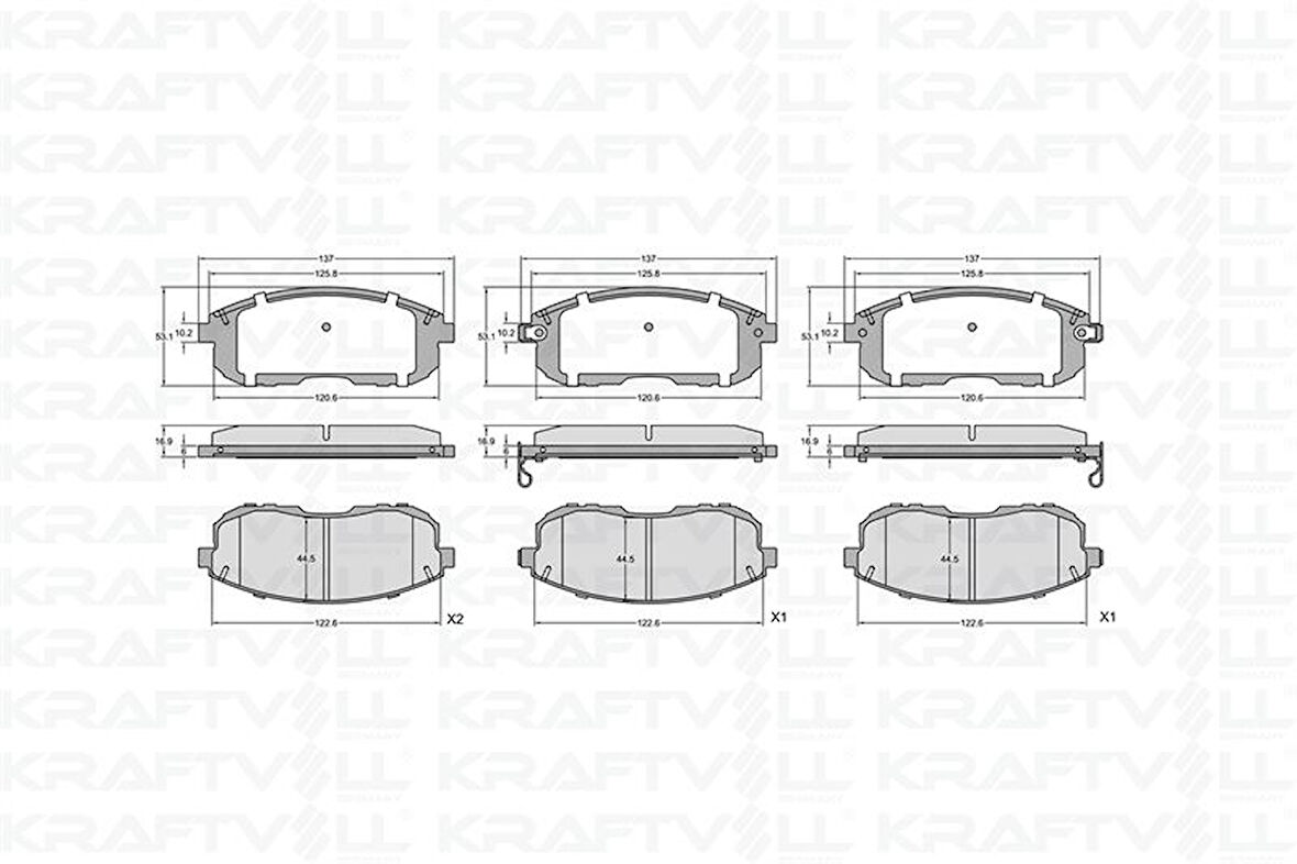 Nissan On Fren Balatası Juke 1.6 2013> Maxıma Qx 1995 2003 - Kraftvoll 07010343