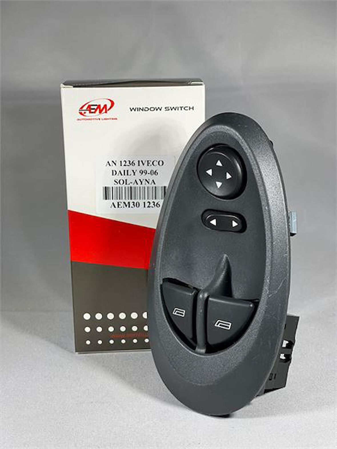 İveco Ticarı Cam Anahtarı (dugmesi) Ciftli Sol İveco Daıly 99>06 Cerceveli (ayna Ayarlı) - Aem30 1236