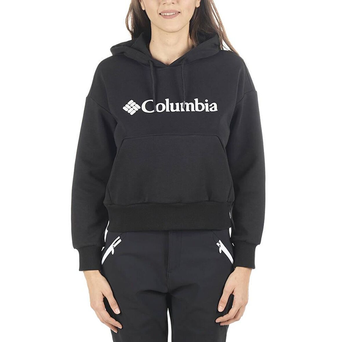 Columbia CS0208 Kapüşonlu Normal Kalıp Baskılı Siyah Kadın Sweatshirt