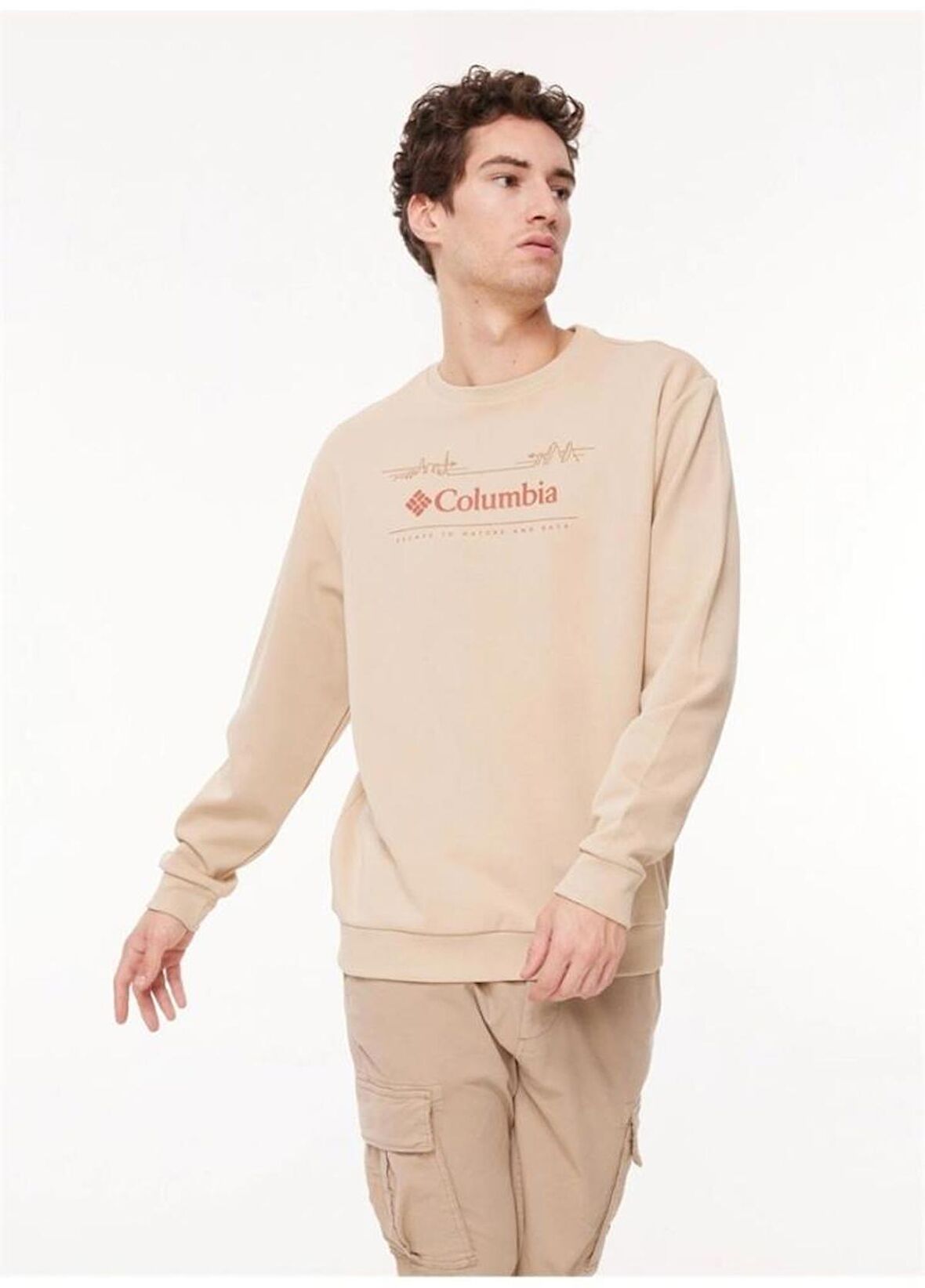 Columbia Csc M Nature And Back Crew Erkek Ekru Sweatshirt CS0329-271