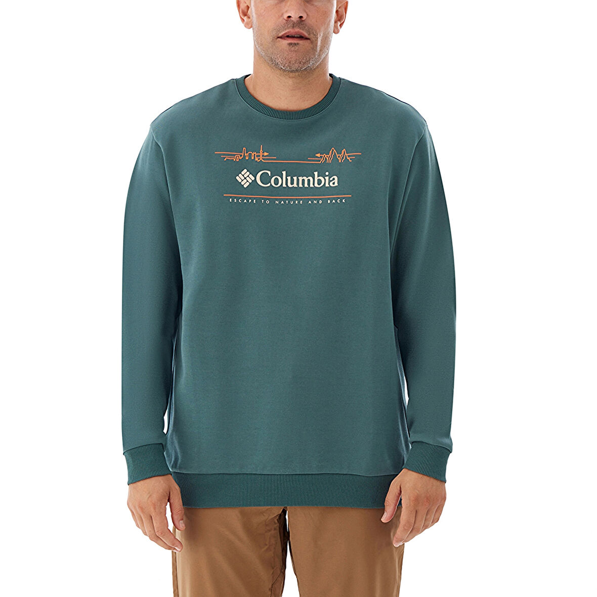 Nature And Back Crew Erkek Yeşil Outdoor Sweatshirt CS0329-353