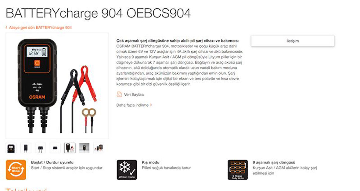 Unıversal Aku Sarj Cihazı Maxımum 4 Amper 6-12 V - Osram Oebcs904