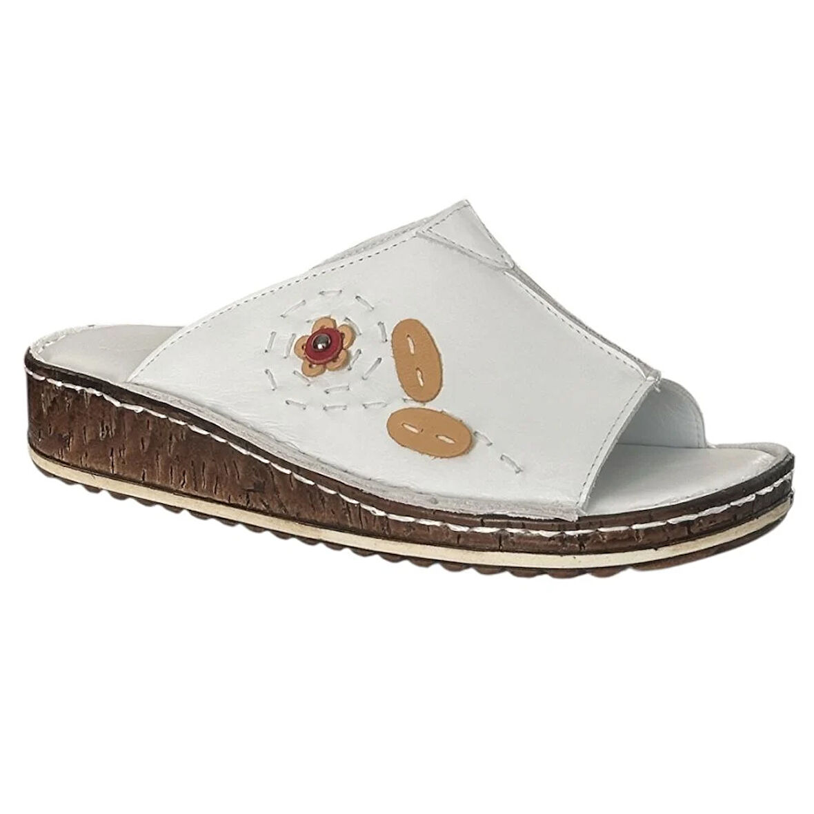 Cex 25Y NBL06 Beyaz Kadın Hakiki Deri Günlük Terlik