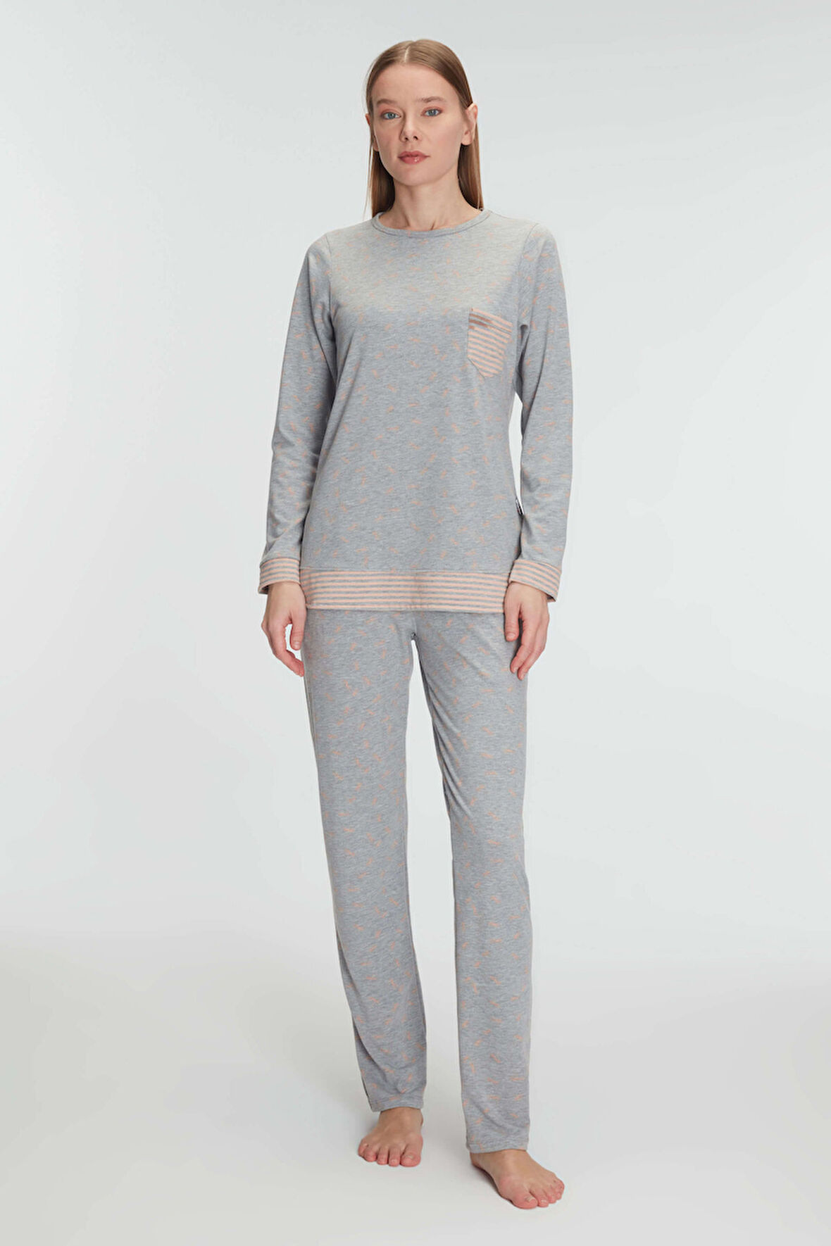 Anıl 11274 Kadın Pamuklu Uzun Kollu Pijama Takımı MAN11274